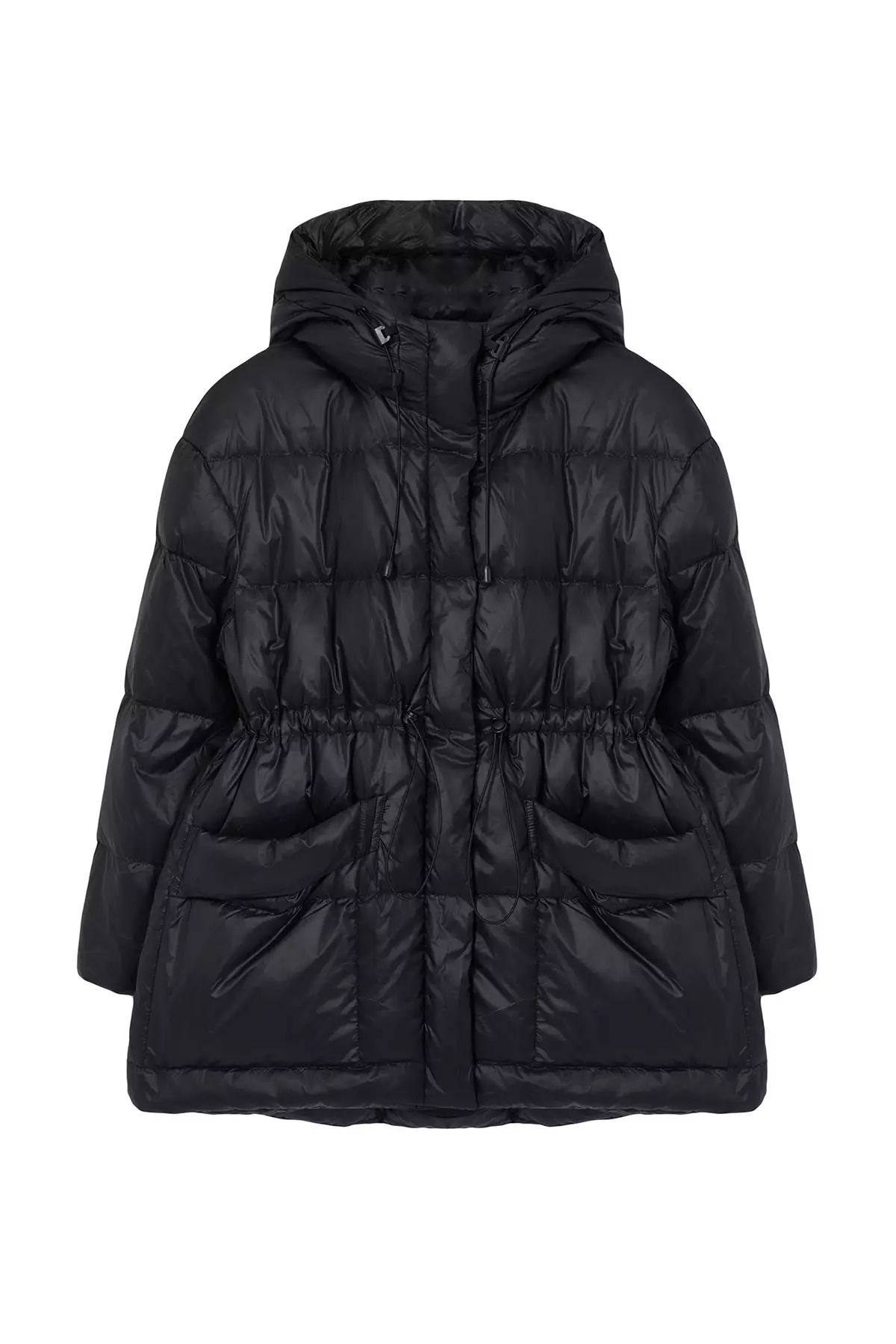 Black Oversize Hooded Goose Down Puffer Jacket TWOAW25MO00111