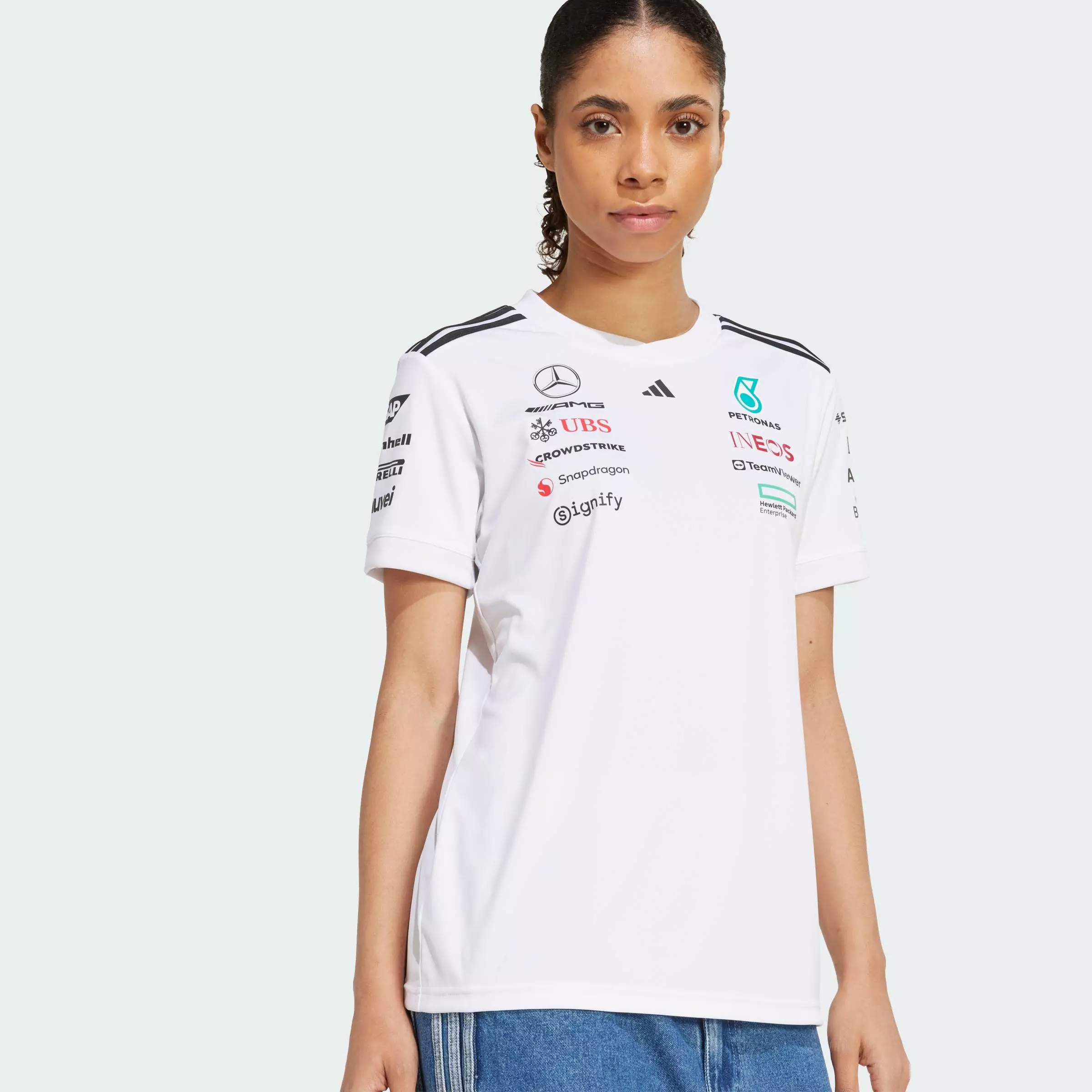 Motorsport MERCEDES - AMG PETRONAS FORMULA ONE TEAM DRIVER JERSEY Women White JX5799