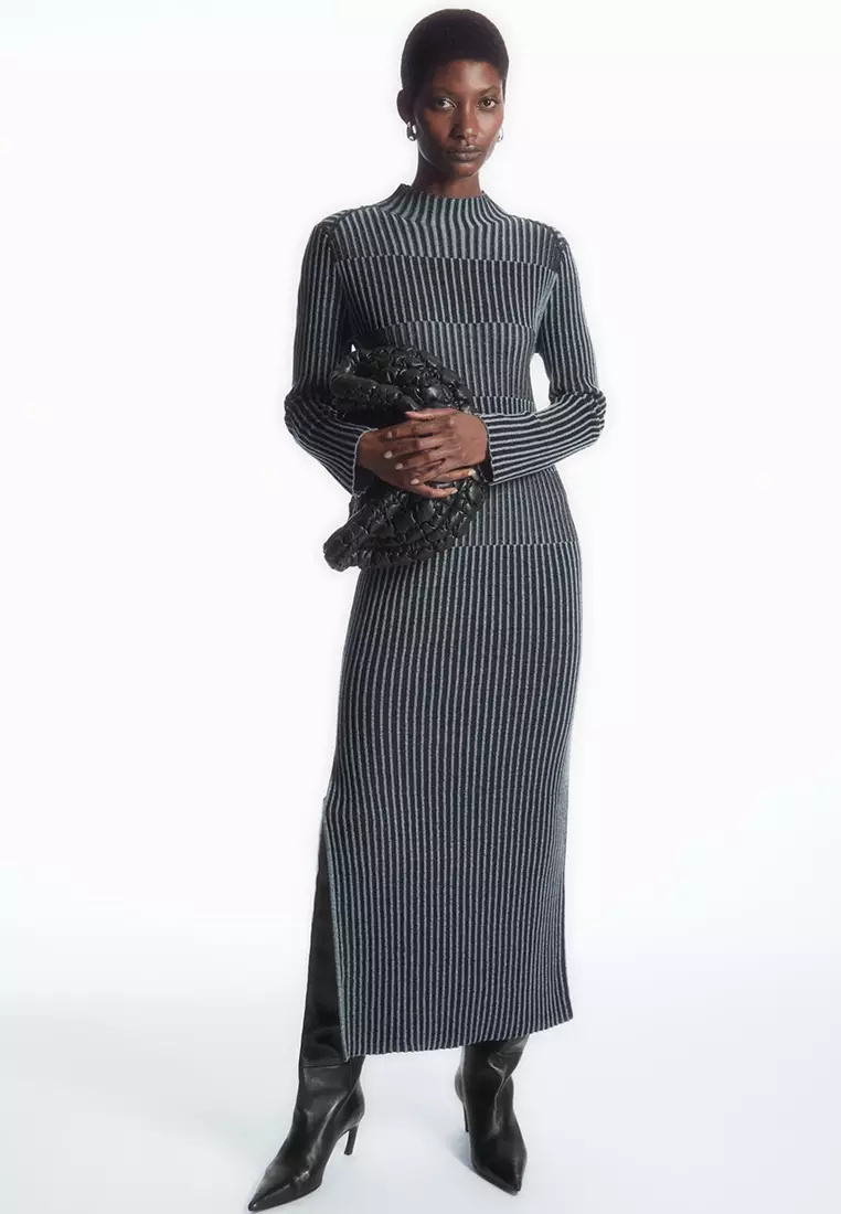 herlipto Cotton Striped Ribbed KnitDress Cotton Striped Ribbed