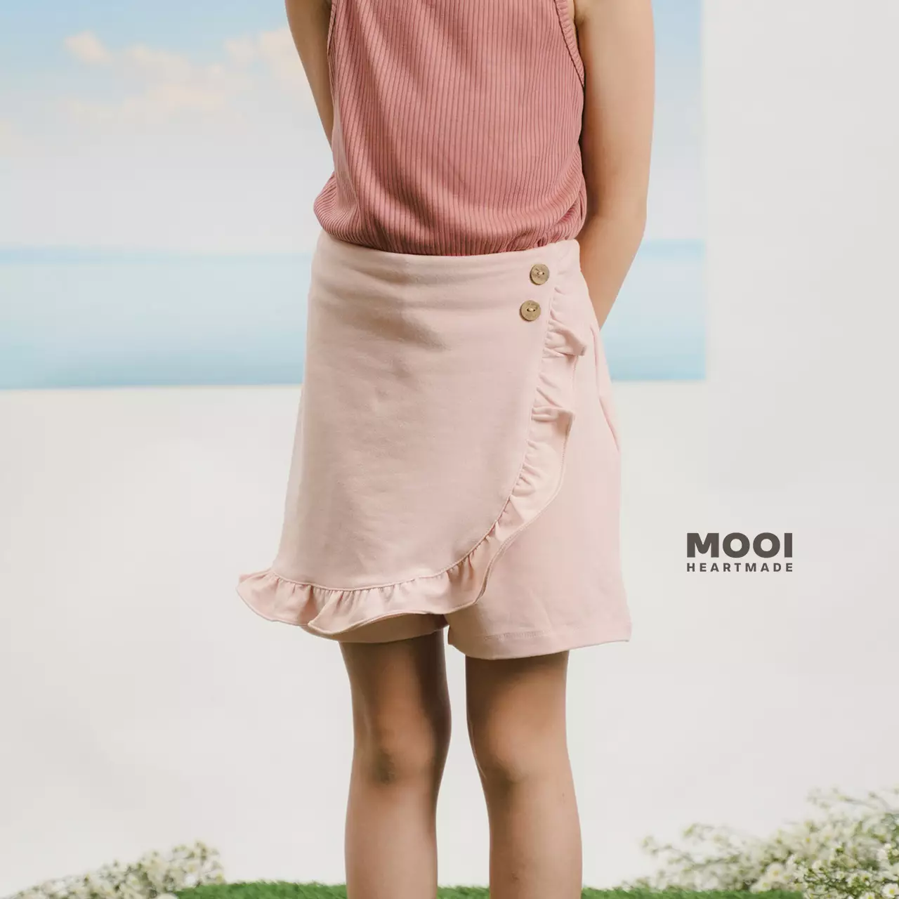 Mooi Rok Celana Skort Anak Perempuan Hanako Ruffle Skort - Pink Rose