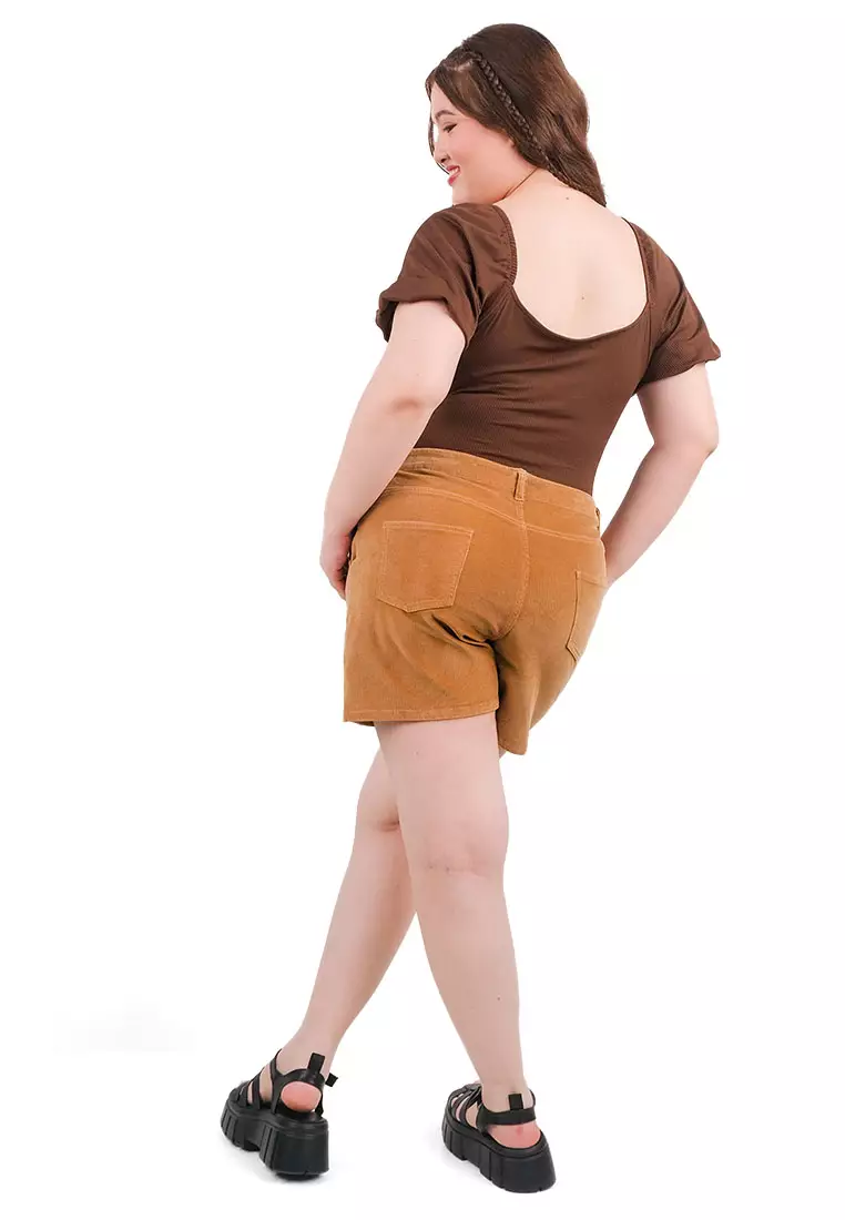 Mid Waist Corduroy Shorts
