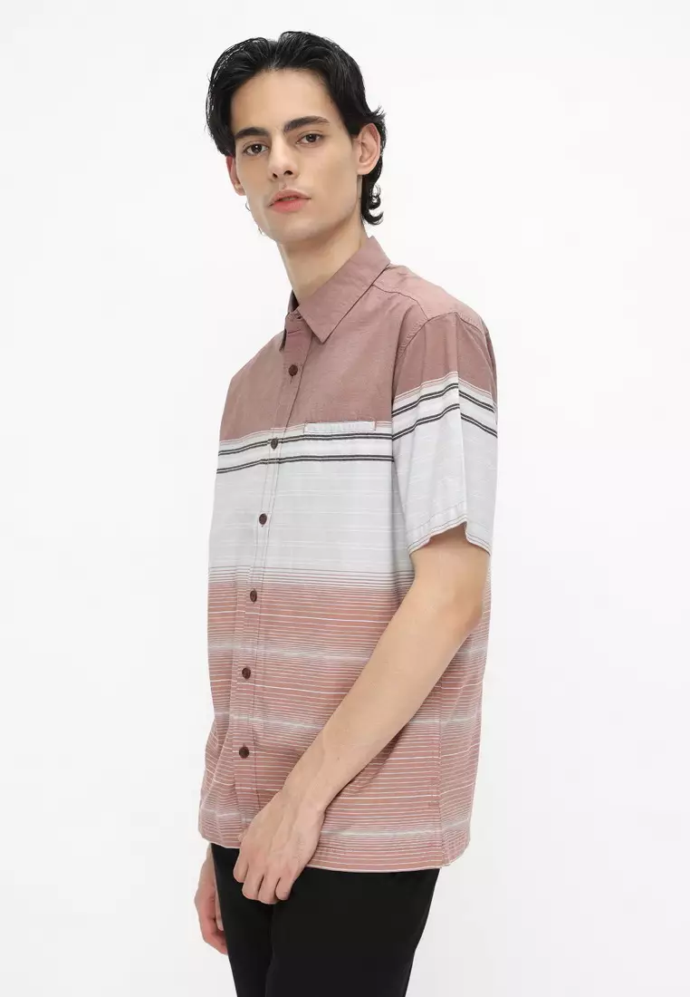 POLICE Kemeja Border Printing Lt.Grey Regular Fit Pria