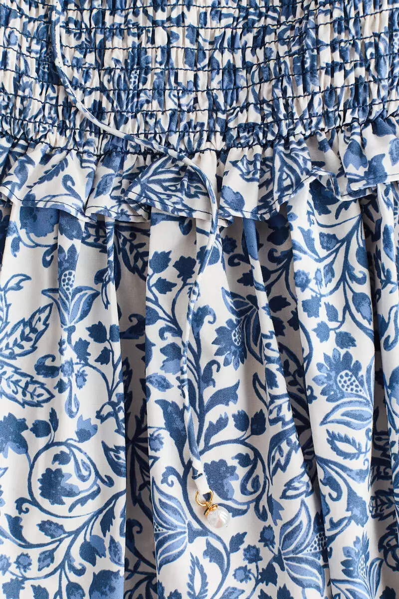 Smocked-bodice bandeau dress