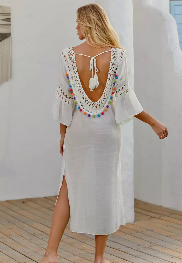 White discount beachwear dress