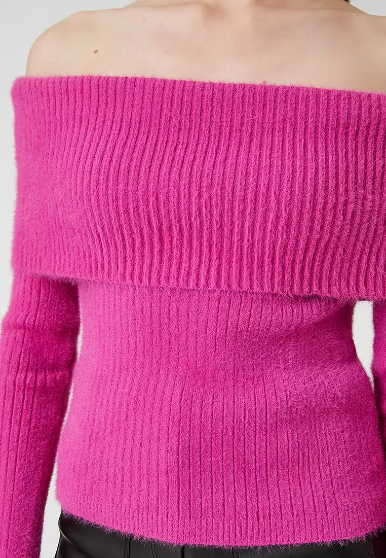 Off Shoulder Soft Texture Sweater