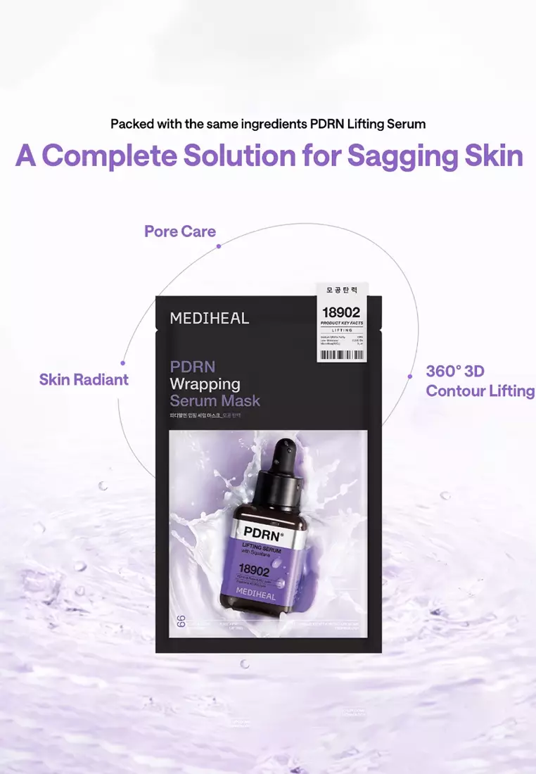 MEDIHEAL PDRN Wrapping Serum Mask Box, 10 x 25ml, Lifting