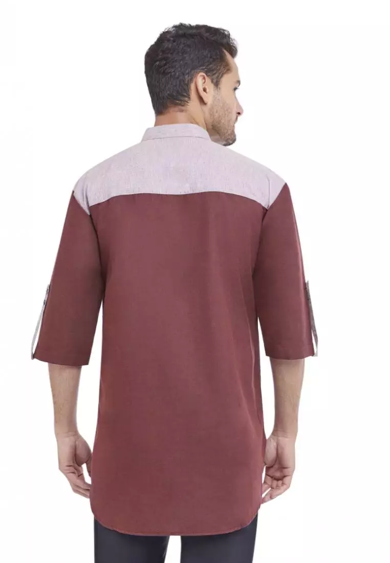 Zayidan Baju Koko Gamis Muslim Pria Mirza - Maroon