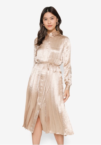 Buy ck Calvin Klein Crinkle Metallic Pleat Shirt Dress 2023 Online | ZALORA  Singapore