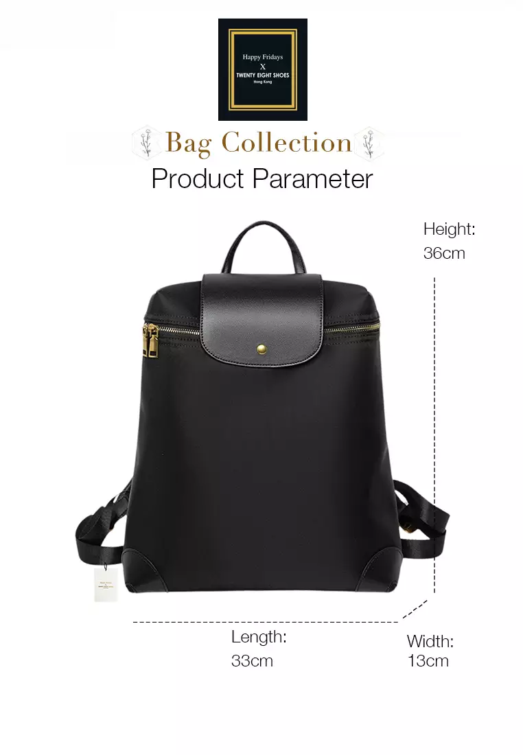 Color Matching Nylon Oxford Patch Faux Leather Backpack (Large Size) JW CL-C9152