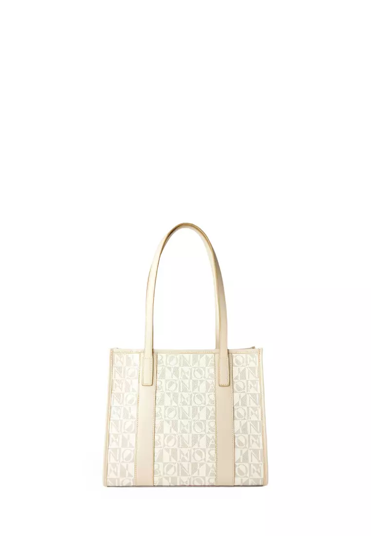 Bonia Beige Cosima Small Monogram Tote Bag