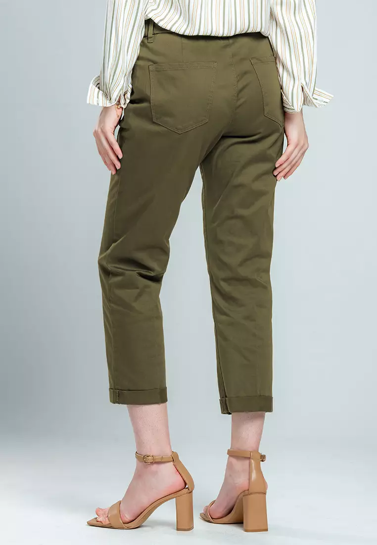 C2 Zalfan Green Pants Straight Cut Wanita