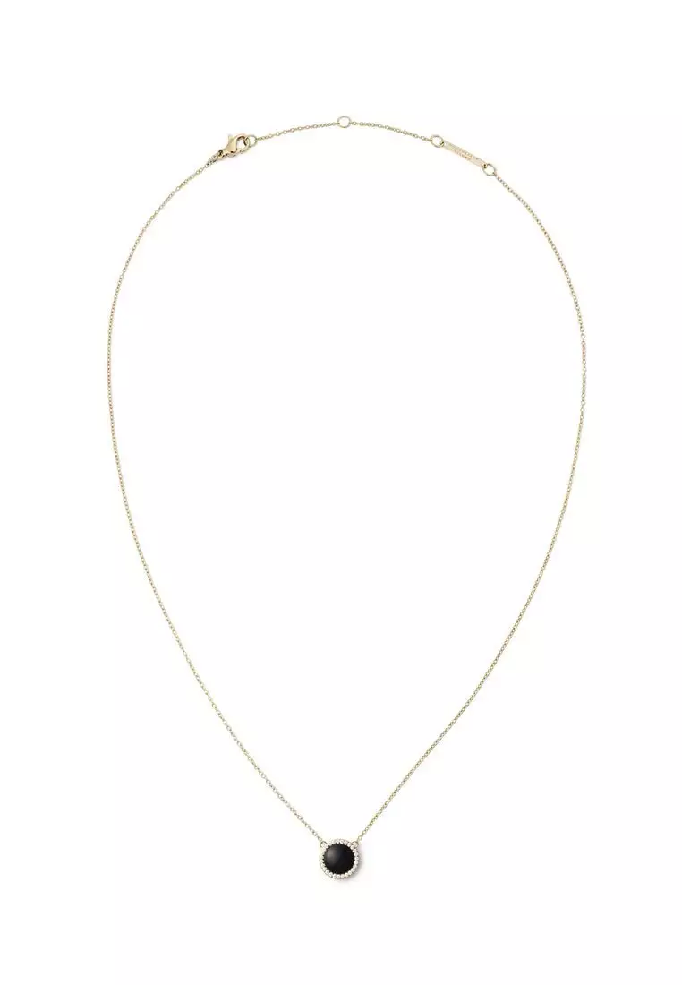 Audrey Necklace Black Agathe Gold - Unisex Necklace for women and men stainless steel Necklace DW Official Authentic Original kalung perempuan lelaki DW