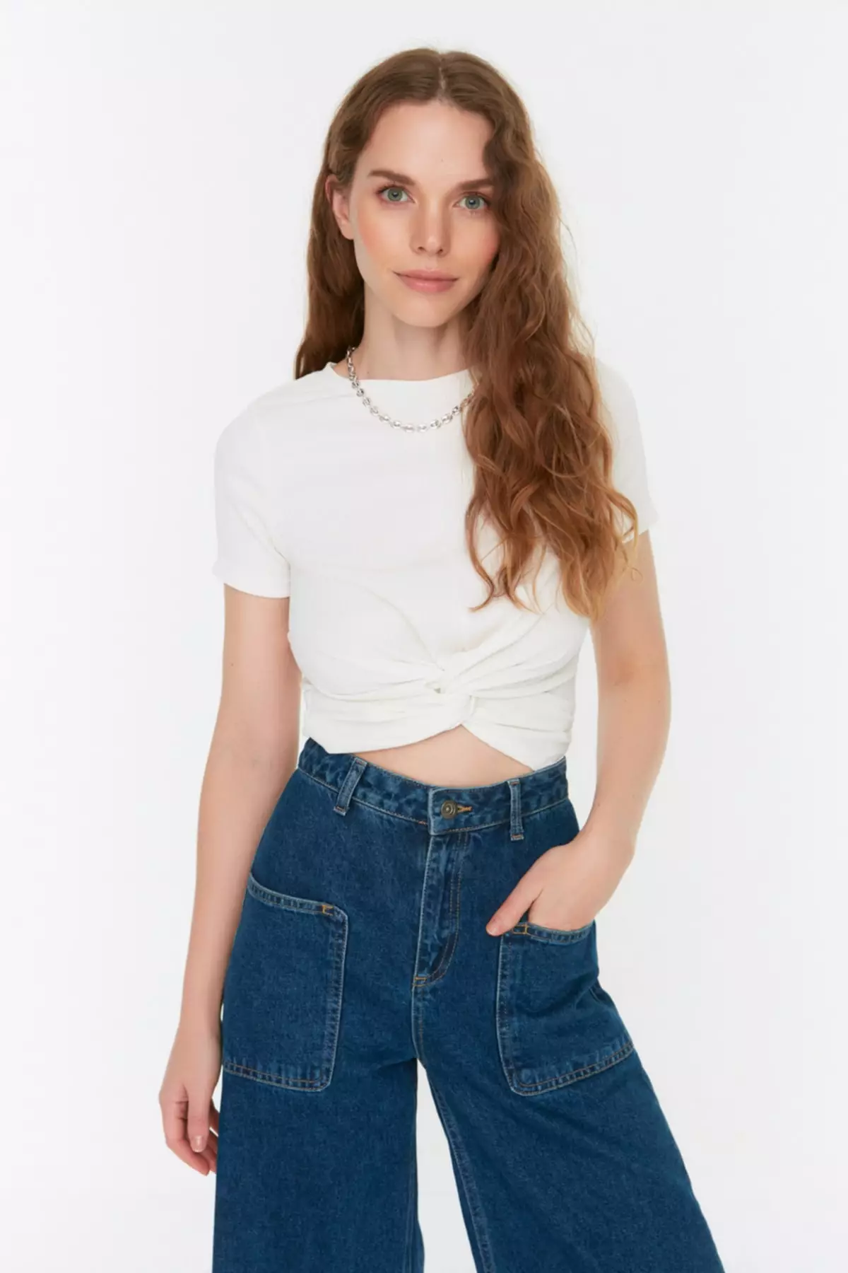 Knot Detail Crop Knitted Top