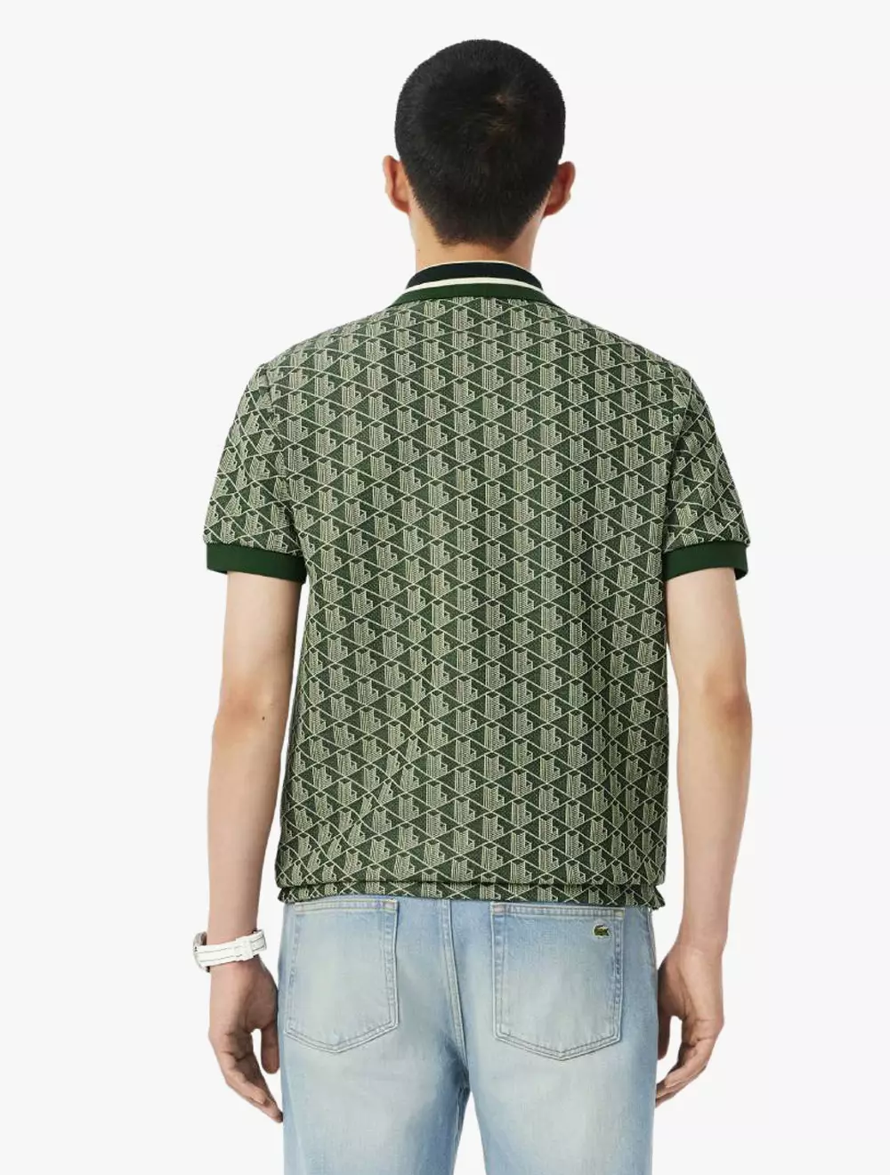 Classic Fit Monogram Jacquard Polo Shirt - Green