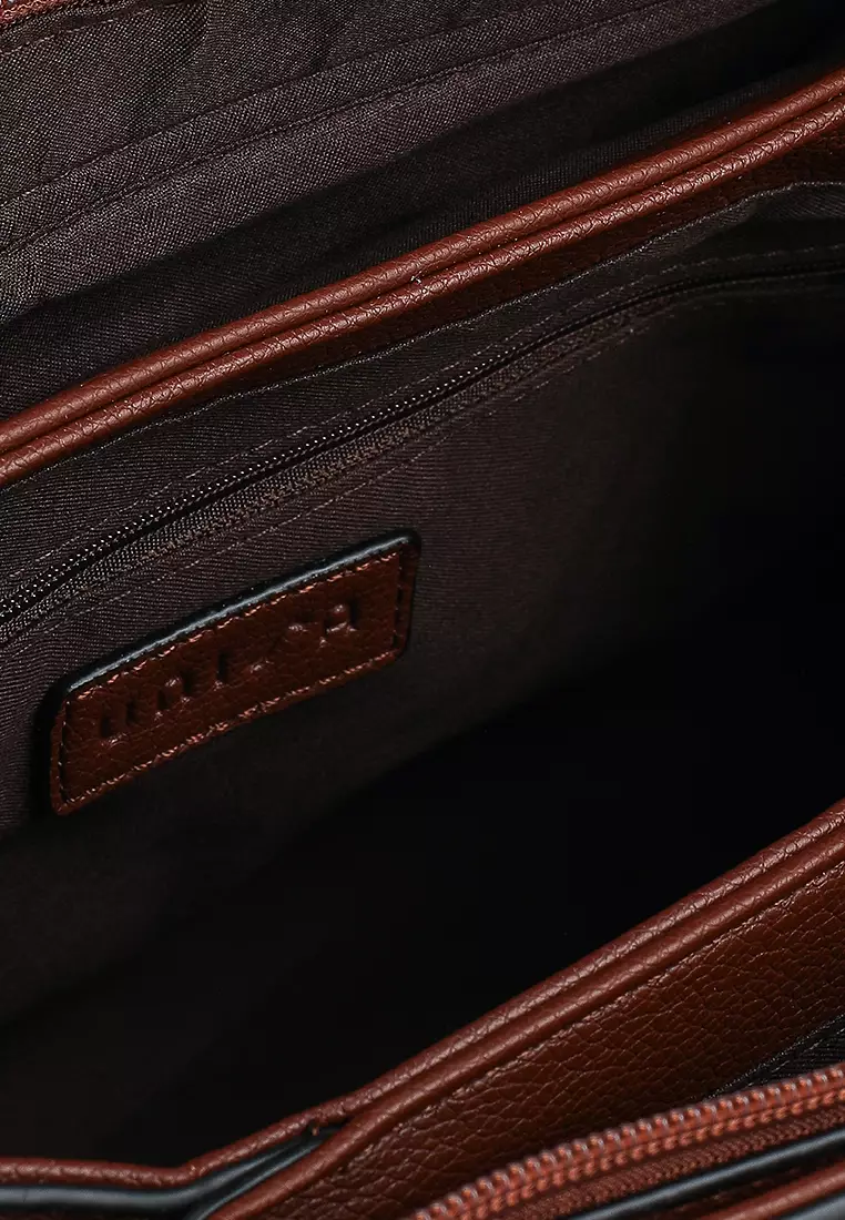 Pebbled Multi-Compartment Top Handle Bag