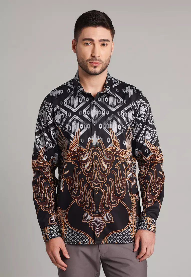 MOC - Kemeja Batik Pria Lengan Panjang Pradipta - Black
