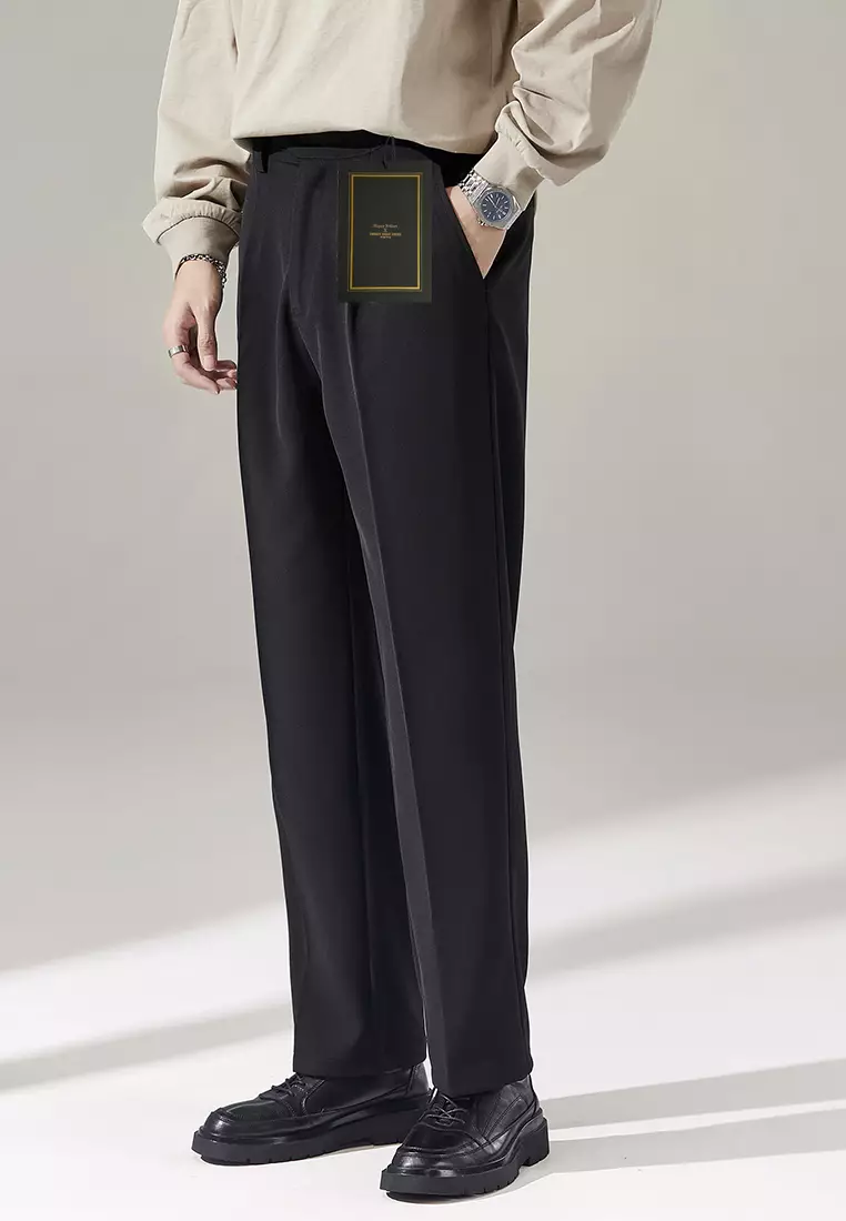 Adjustable Waist Buckle Suit Pants DF1017