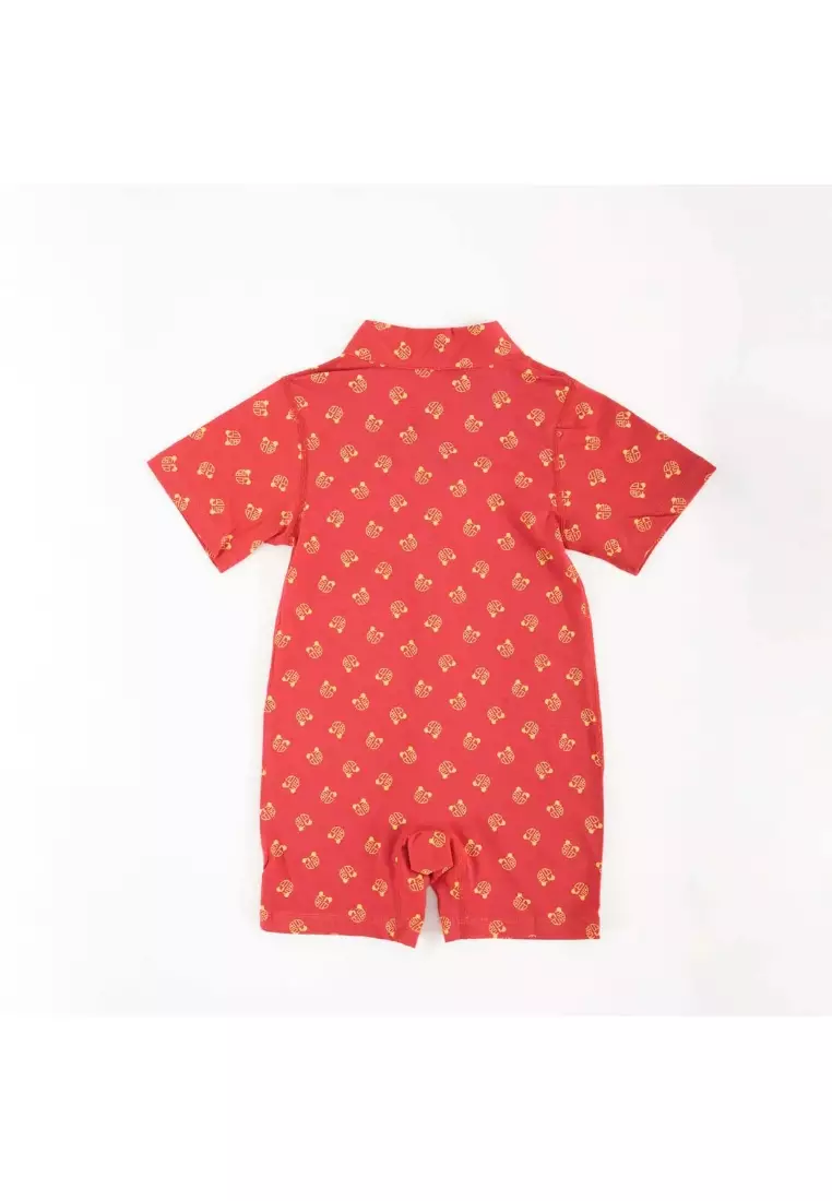 Blessing and Joy Family Set with Lucky Fu Characters Baby Boy Cheongsam Romper 0831