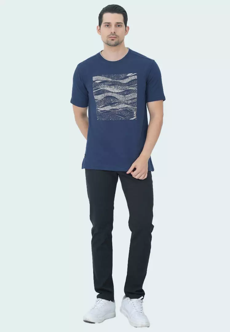 LGS - Kaos Grafis Sablon HD Pria - Lengan Pendek - Katun Premium - Slim fit - Roundneck - Bertekstur Popcorn - Biru - JTS.322.S3209F.01.C