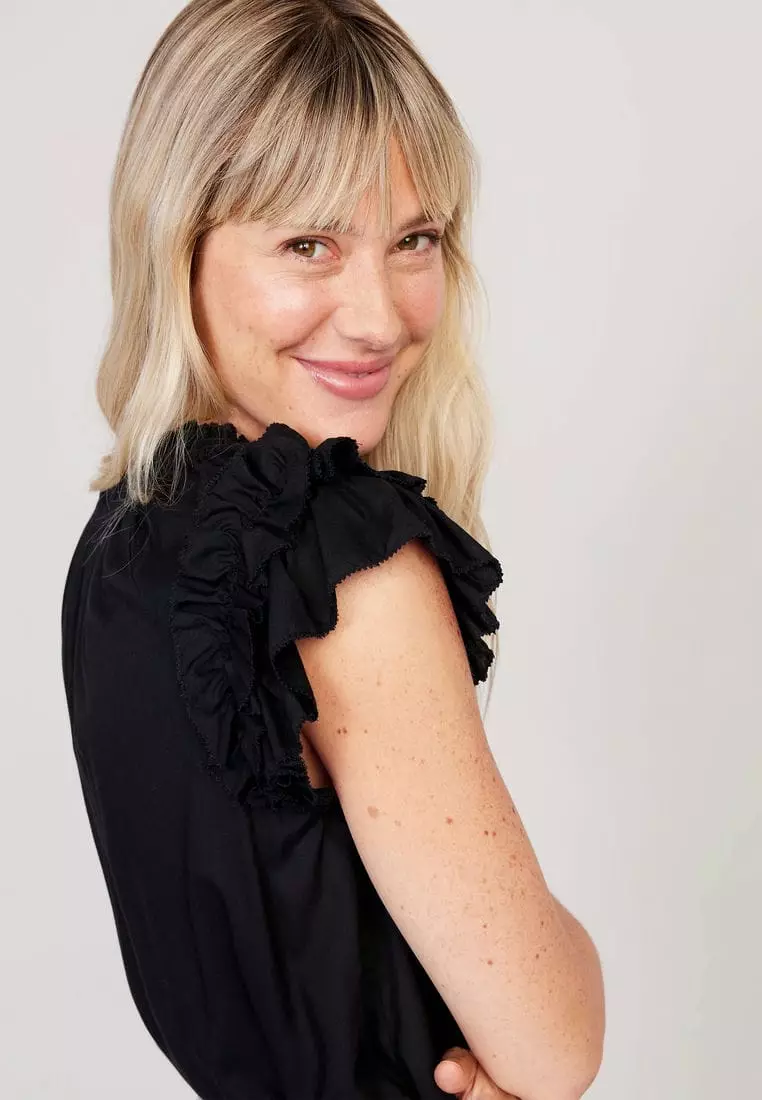 Ruffle-Trim Smocked Top For Women