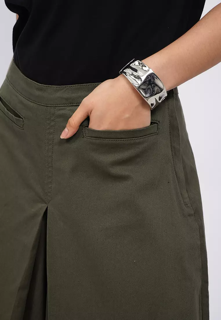 Double Pocket Wide Leg Cullote Pants OLIVE