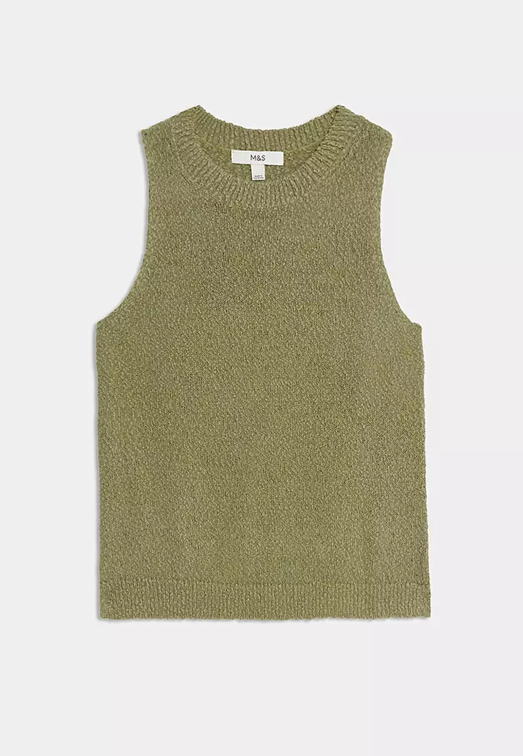 Cotton Rich Textured Knitted Vest