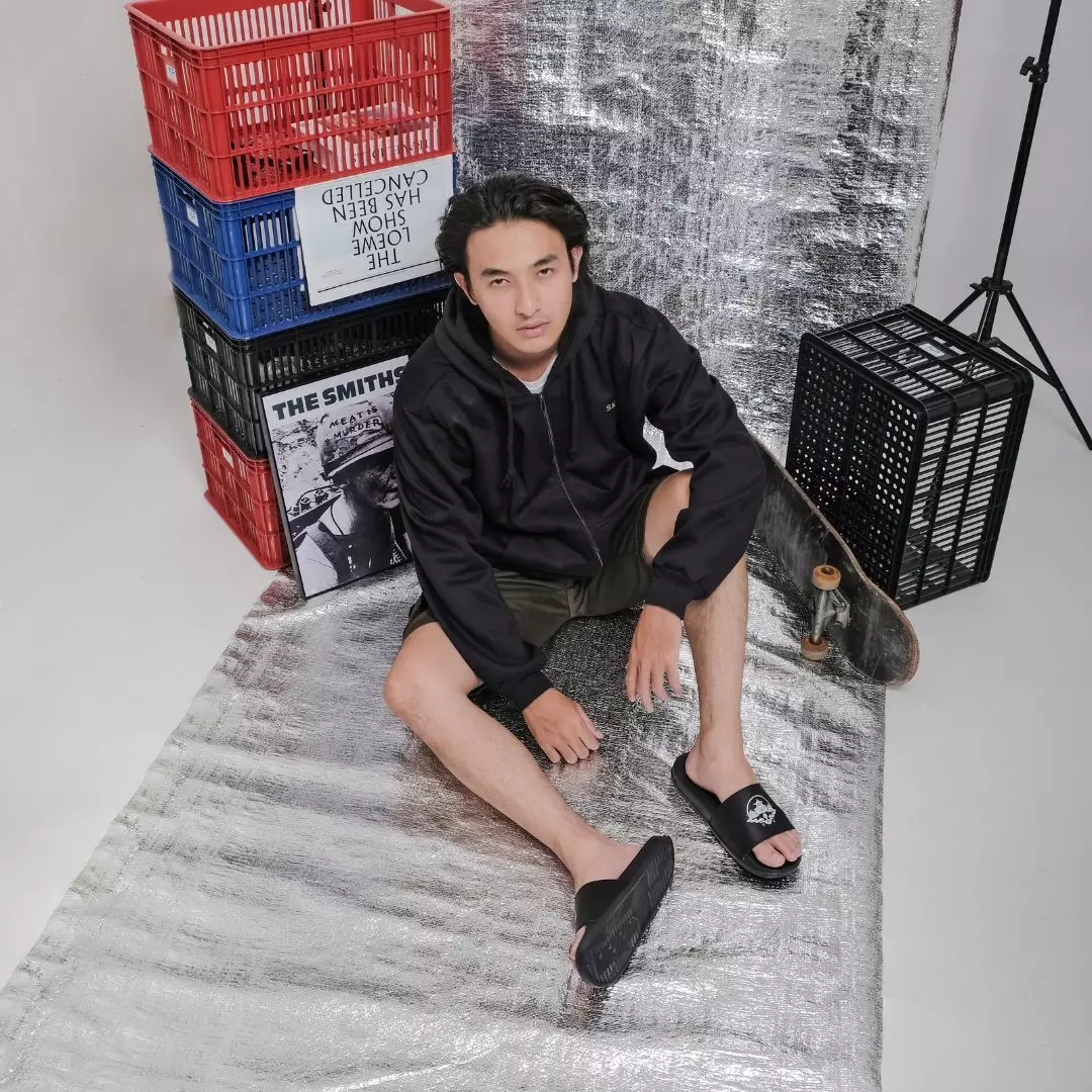 Cogen Sandal Hitam Slop Sendal Slip On Sandal Slide Pria Sendal Basic RB Series