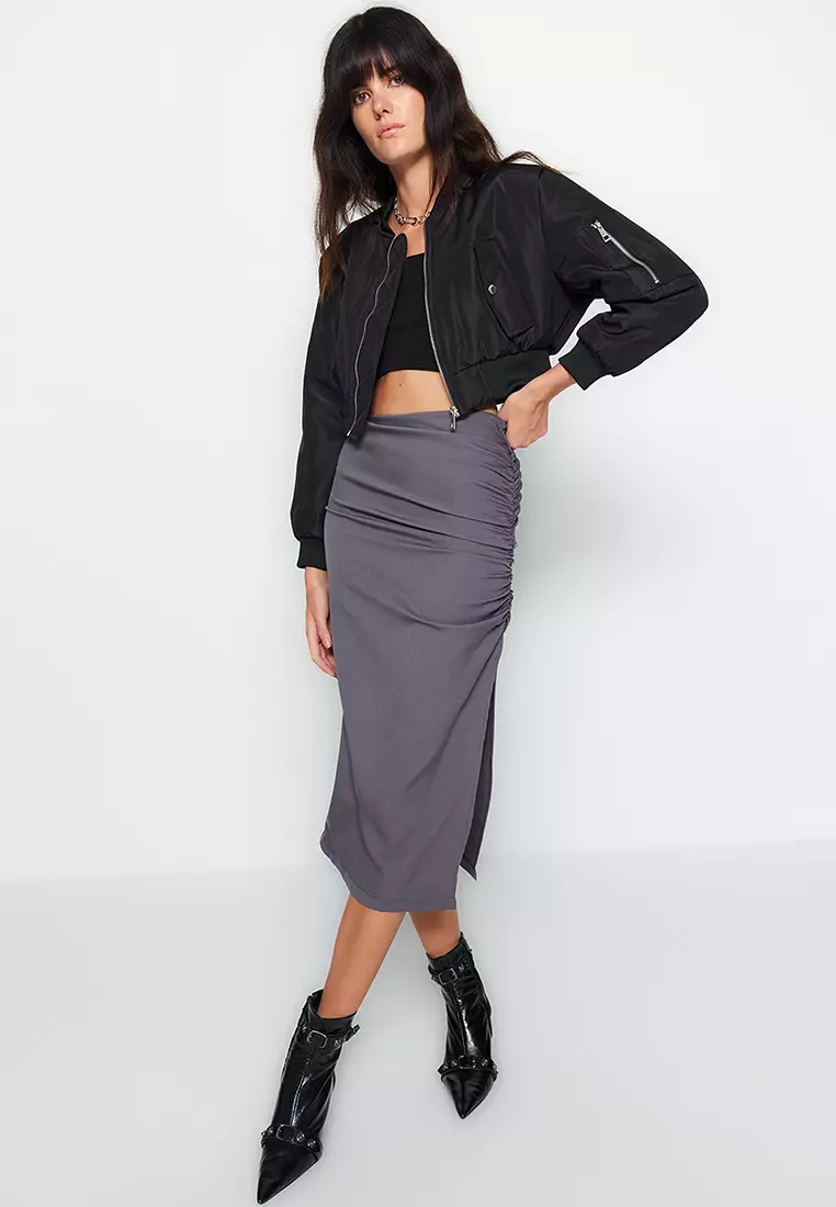 Ruched Midi Skirt