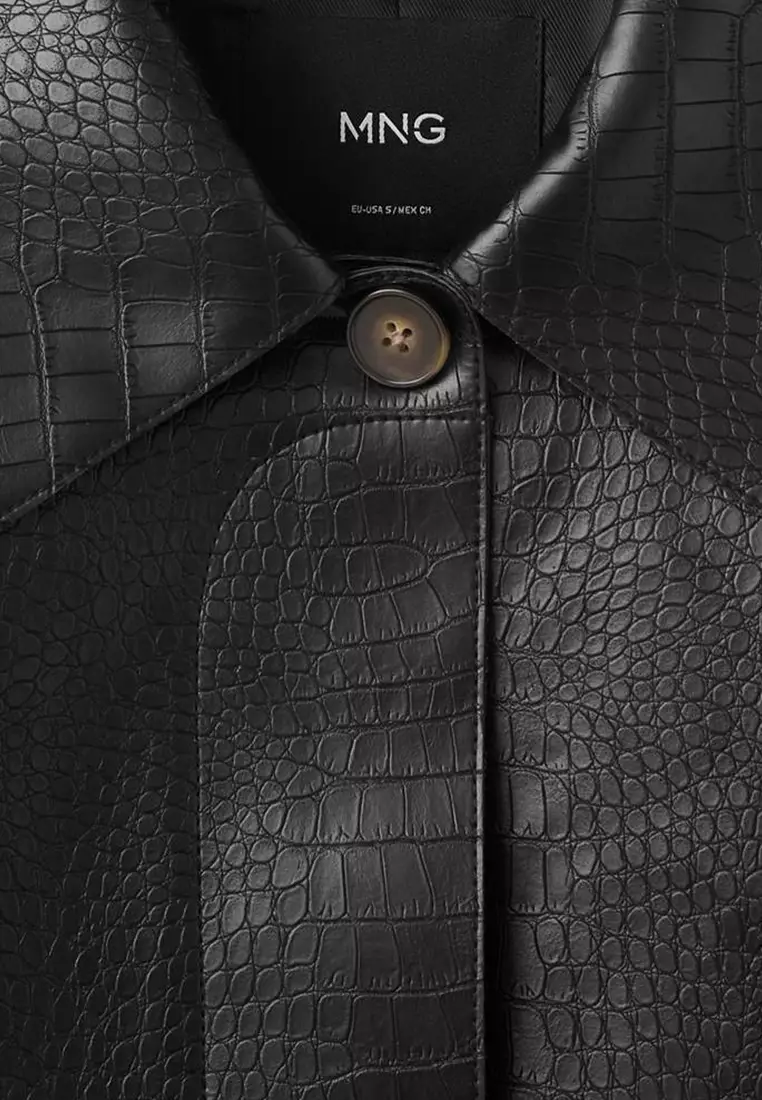 Croc-Effect Faux Leather Jacket
