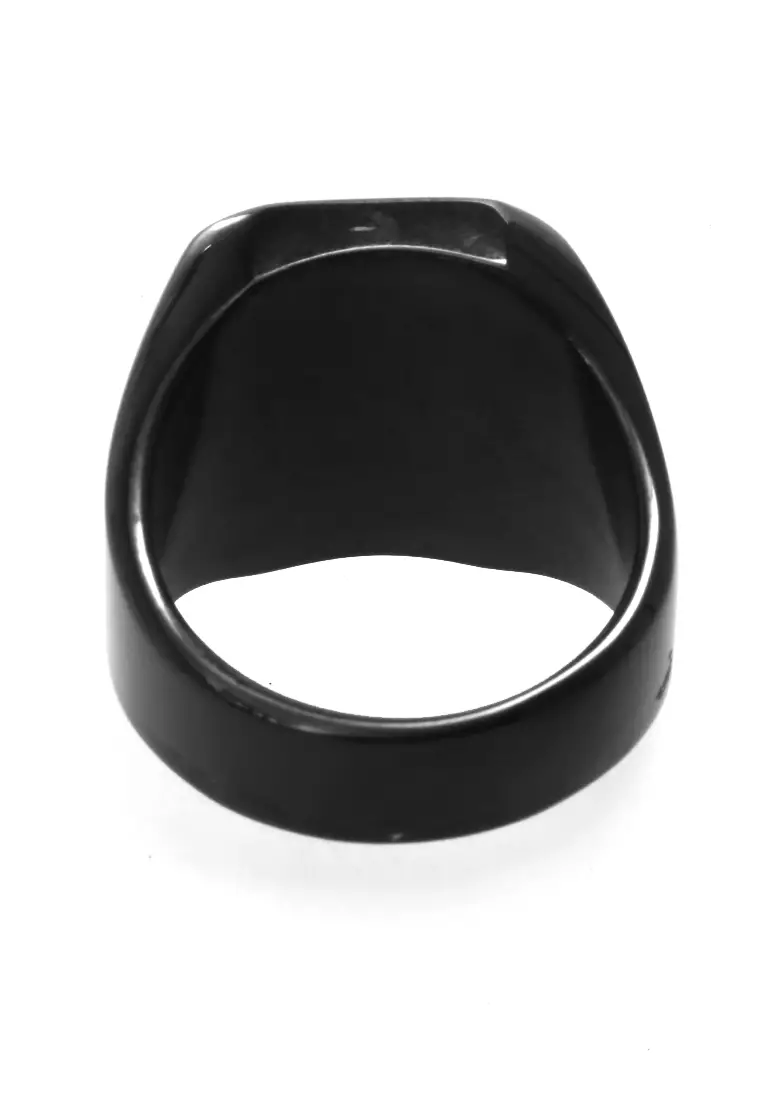 Daisy Aksesoris Pria Wanita Cincin Desain Kotak Material Titanium ORIGINAL - Black Glossy