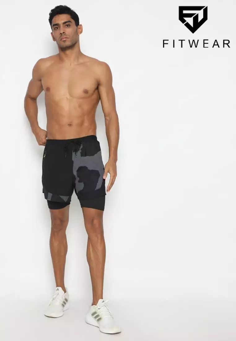 Fitwear - Celana Lari + Inner Dryfit Pria CHARLES HALF PRINTED - BLACK