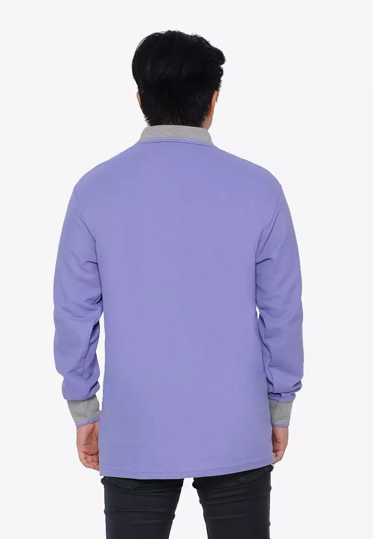 Andre Michel Kaos Polo Shirt Lengan Panjang Kerah Abu Ungu Muda 933-53