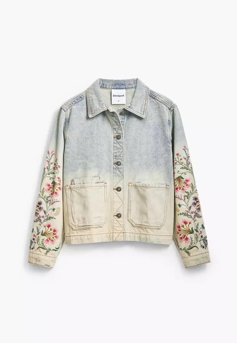 Floral denim jacket
