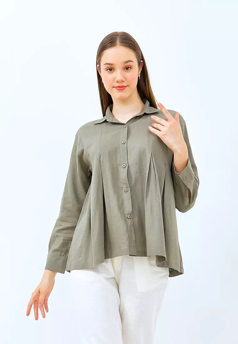 Jual Julia Owers Baju Blouse Wanita ATSUKO Army Original 2024