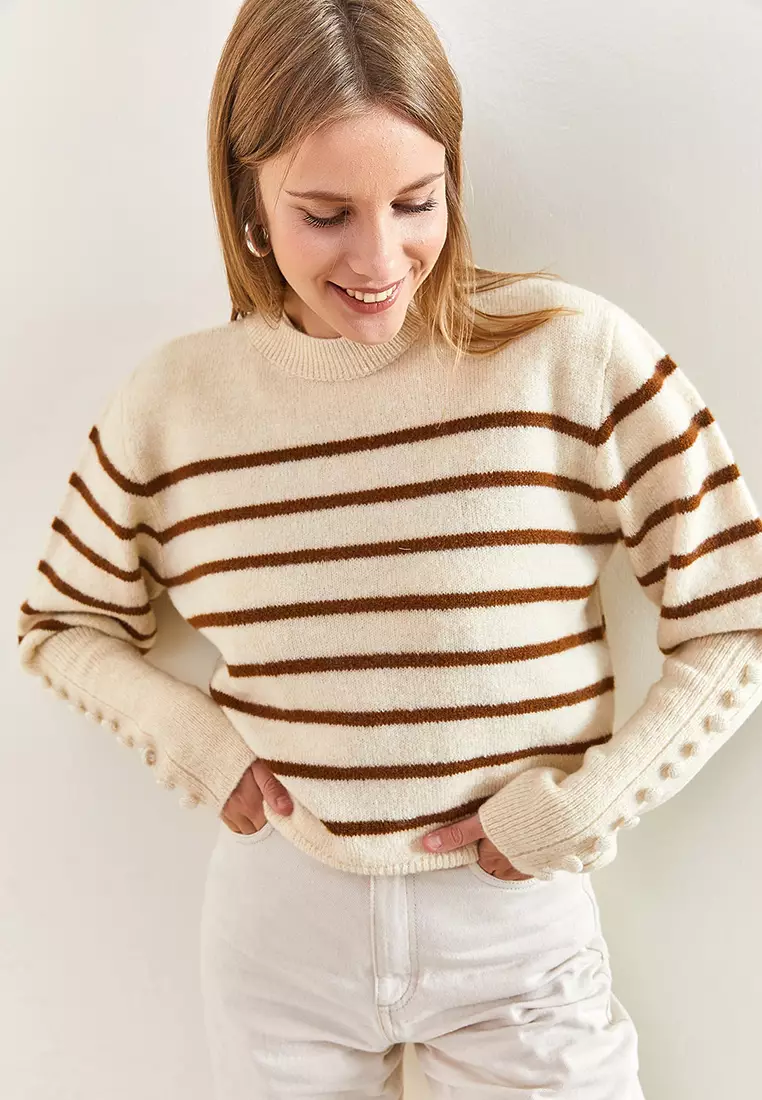 Striped Knitwear Sweater with Cufflinks