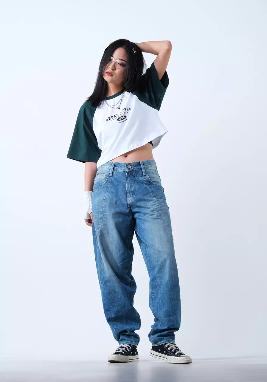 Celana Panjang Jeans Unisex Baggy A8 Medium Blue