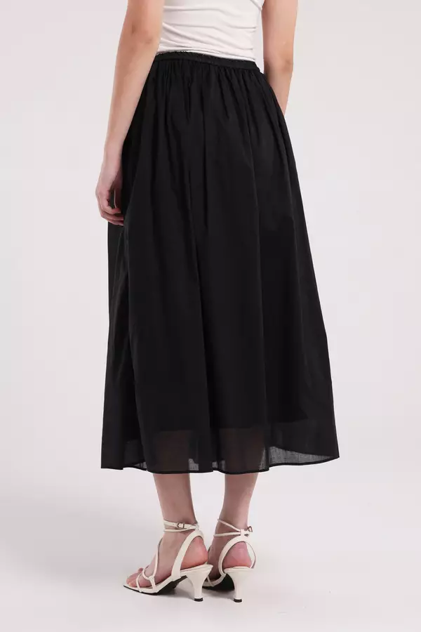 MINIMAL - Pauline - Rok Lebar Bahan Katun - Black Warna Black