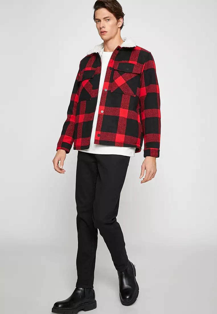 Red and black checkered jacket clearance mens