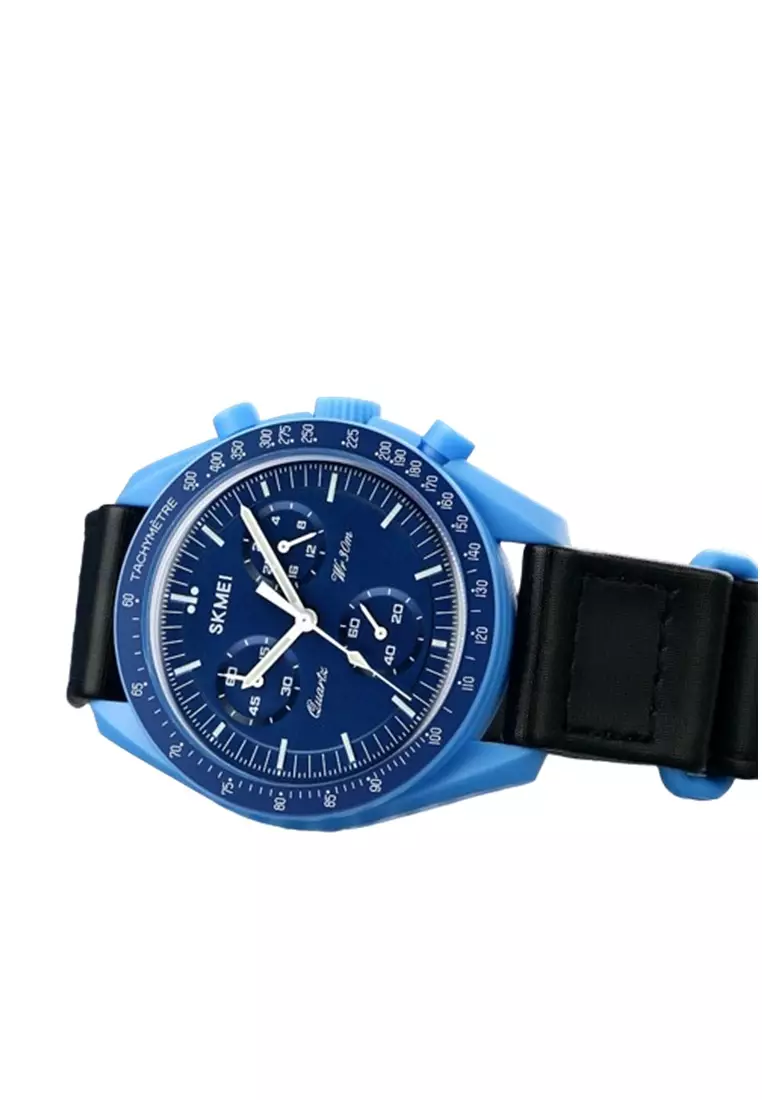 Jam Tangan Pria Analog Wanita 1982 Nylon Strap Tahan Air ORIGINAL - Blue