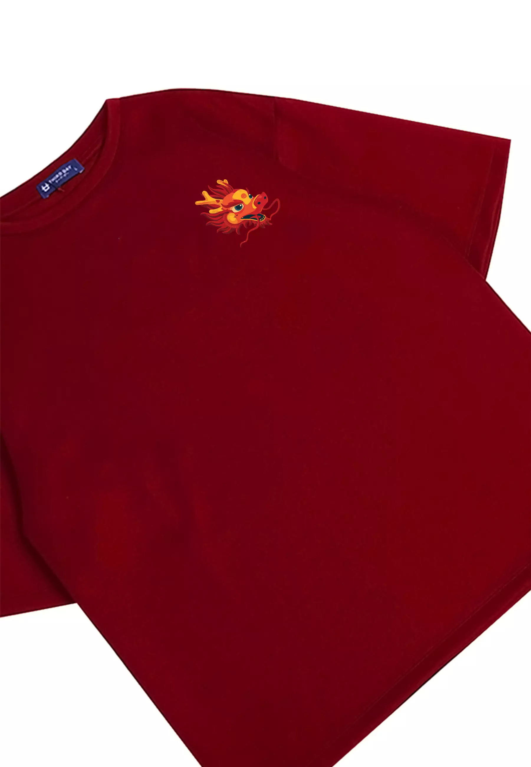 MTQ71 kaos oversize bahan tebal scuba 215gsm imlek sinciah dragon dakir merah maroon