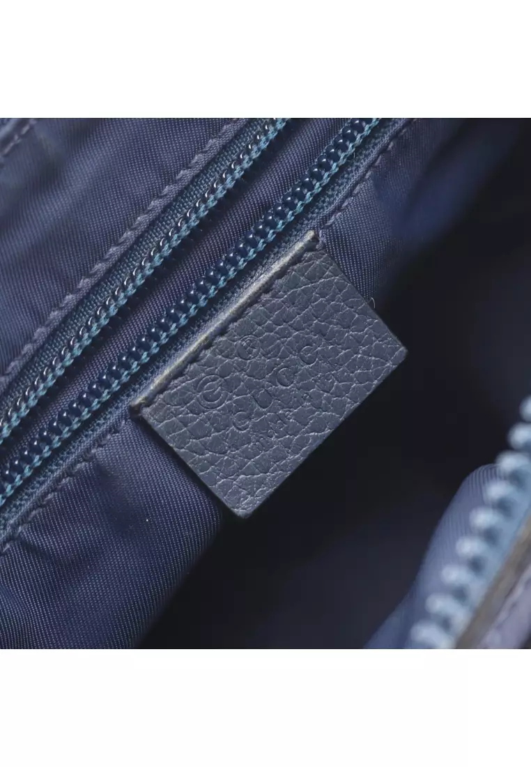 Pre-Loved Gucci GG pattern Shoulder bag Nylon leather Navy
