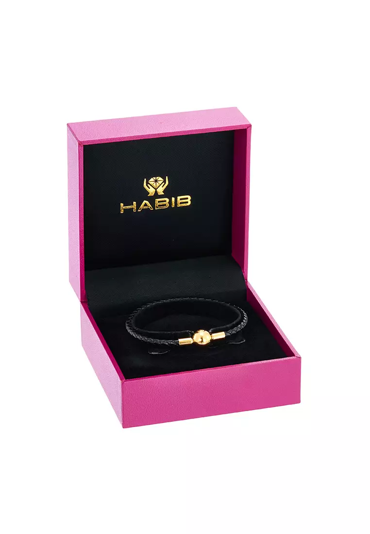 HABIB Leather Bracelet WWGB2190723 (Black Colour)