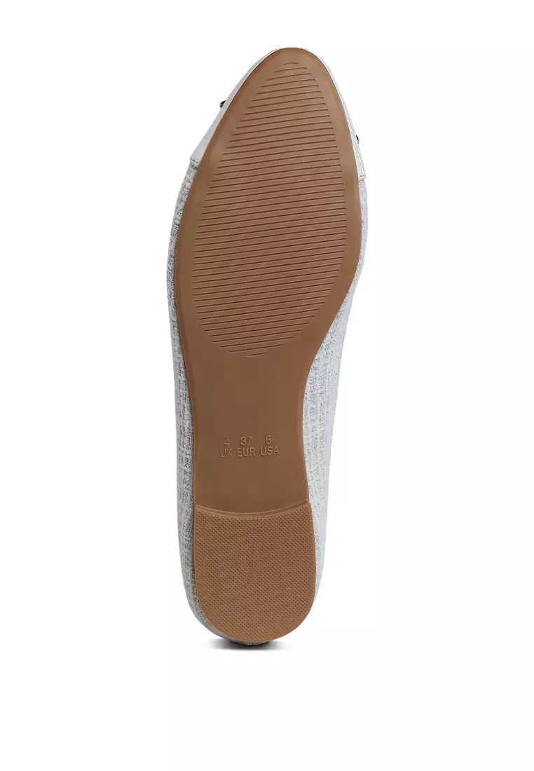 Sepatu Balet Tweed Kotak-kotak Putih
