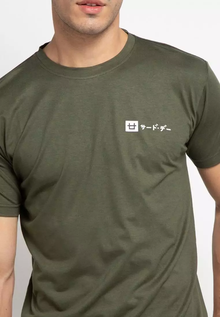 MTE58 qlogo katakana ga T-shirt Olive