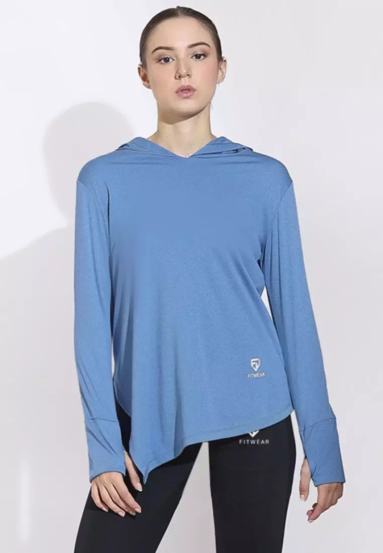 Fitwear - Kaos Olahraga Wanita AMELIA HOODIE DRYFIT SIDE TIE - BLUE SKY
