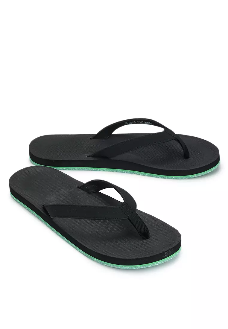 Indosole Mens Flip Flops  Recycled & Sustainable Footwear - Black