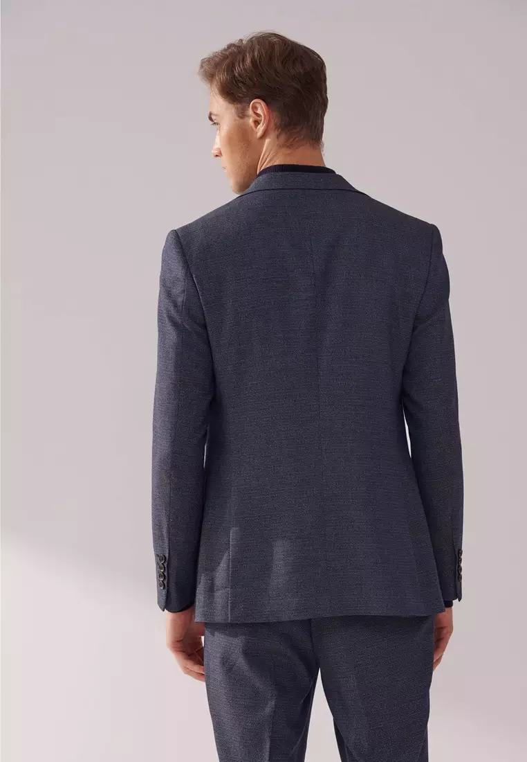 Midnight Blue textured Tailored Suit