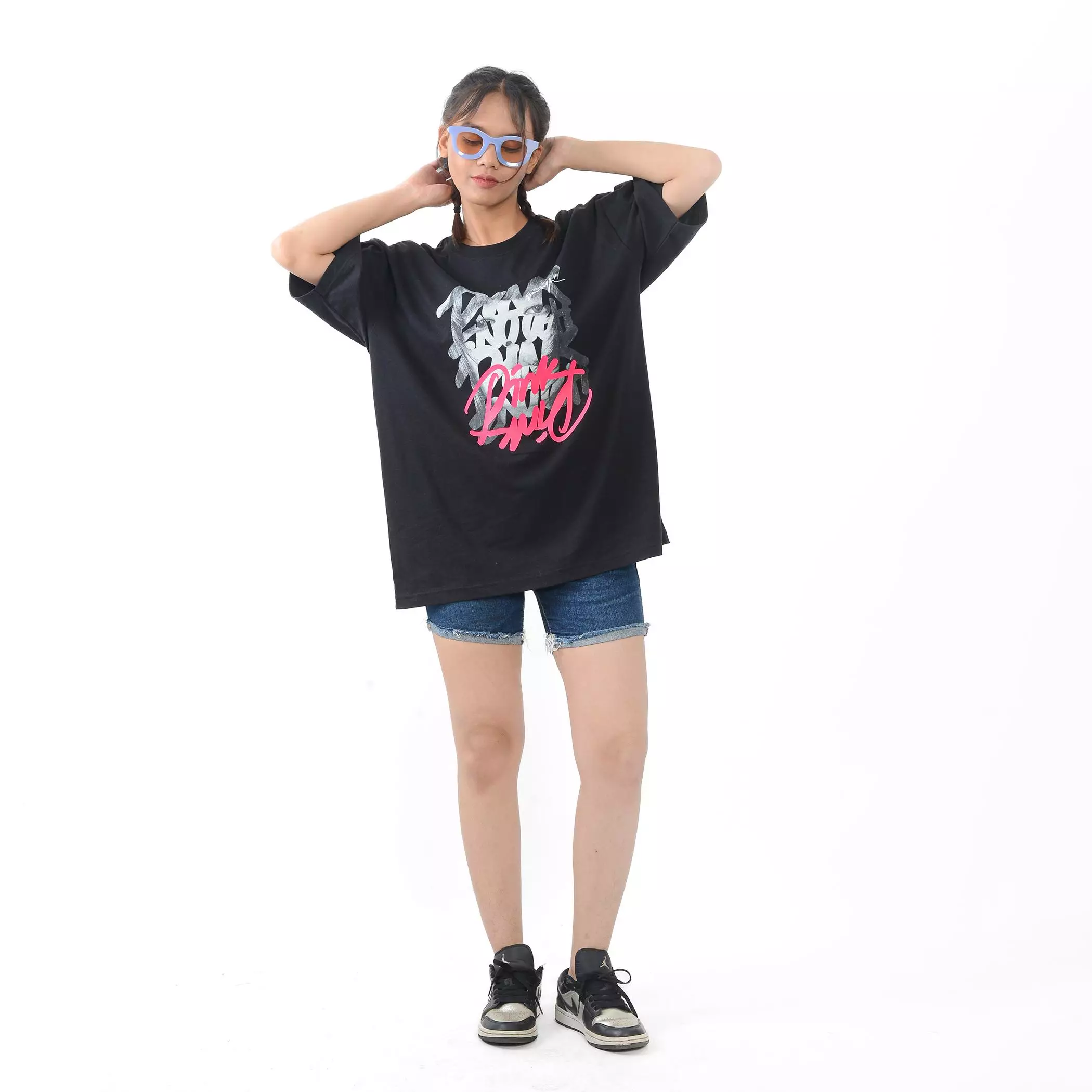 Enough For Today - Kaos Oversize Lisa Black Pink Enough Black