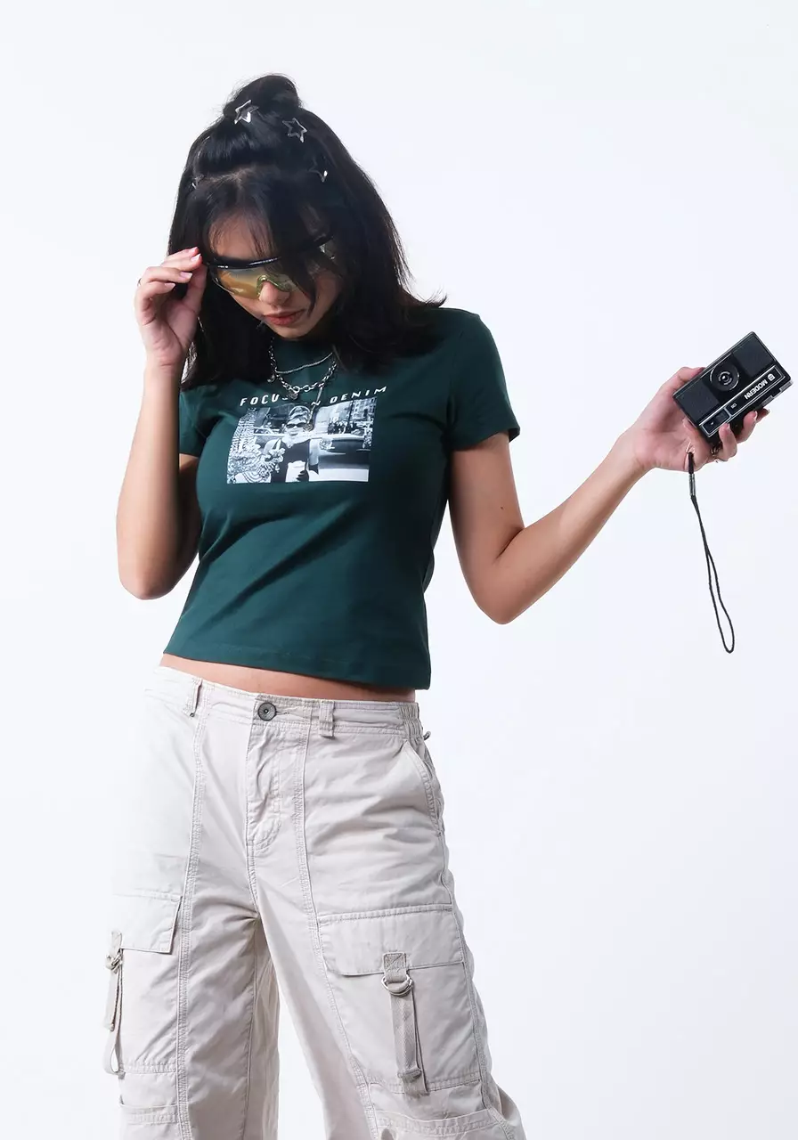 Kaos Wanita Baby Tee Moly Green