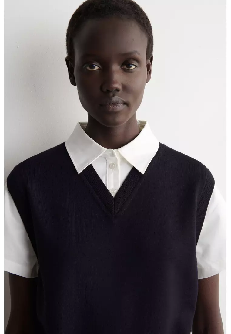 LAYERED MERINO WOOL SHIRT VEST